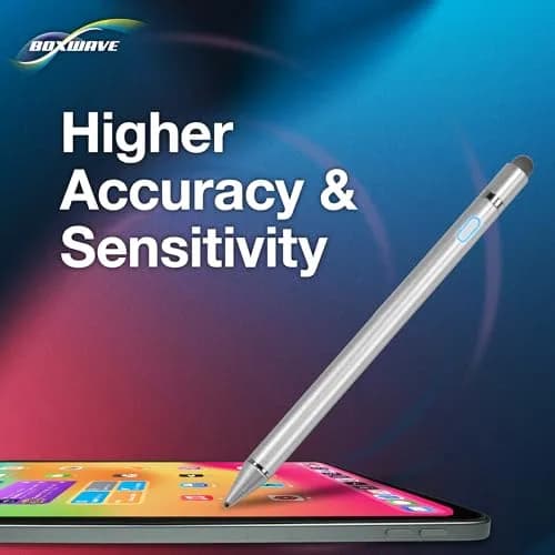BoxWave AccuPoint Active Stylus for Lenovo ThinkPad X13 | Ultra-Fine 2mm Tip, 12H Battery, Metallic Silver thumbnail 3