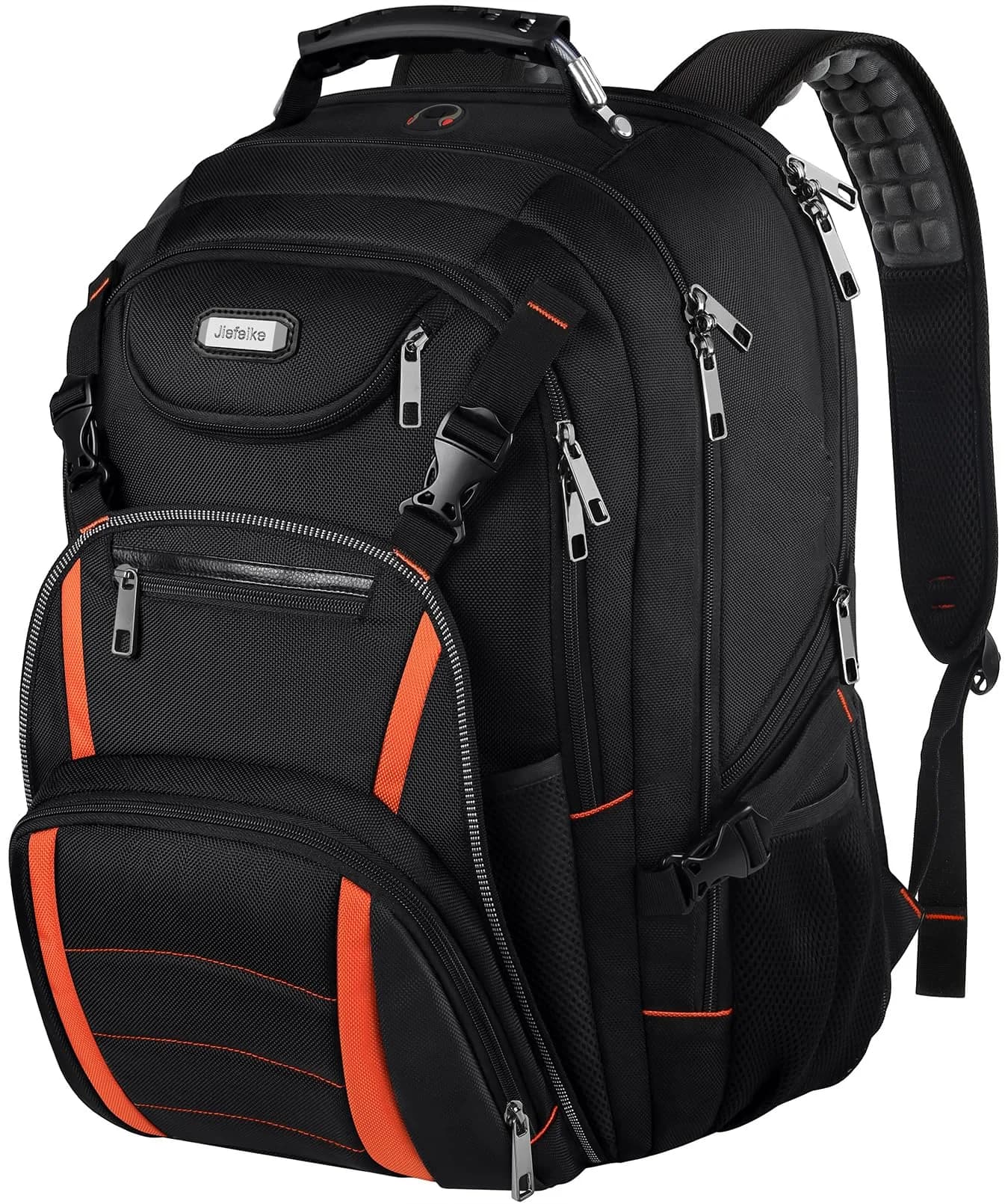 YALIXIAN 18.4 Inch Extra Large Laptop Backpack 55L (46.5cm x 41.0cm x 25.5cm) | TSA Friendly Water Resistant Computer Bag for Men Women — Blackorange