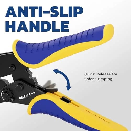 haisstronica Ratchet Crimping Tool for Insulated Terminals, AWG 22-10, 230mm (9 inch) | Professional Wire Crimper with Adjustable Star Wheel thumbnail 6