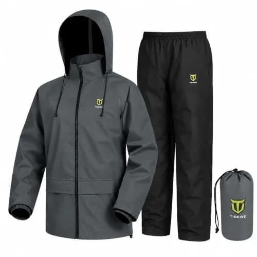 TIDEWE Rain Suit Waterproof Breathable Lightweight Rainwear Gray M | Stay Dry & Comfortable Outdoors thumbnail 1