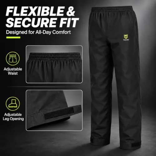 TIDEWE Rain Suit for Men, Waterproof Lightweight 2-Piece Rain Gear, Black | Breathable, Sealed Seams, Adjustable Fit thumbnail 4