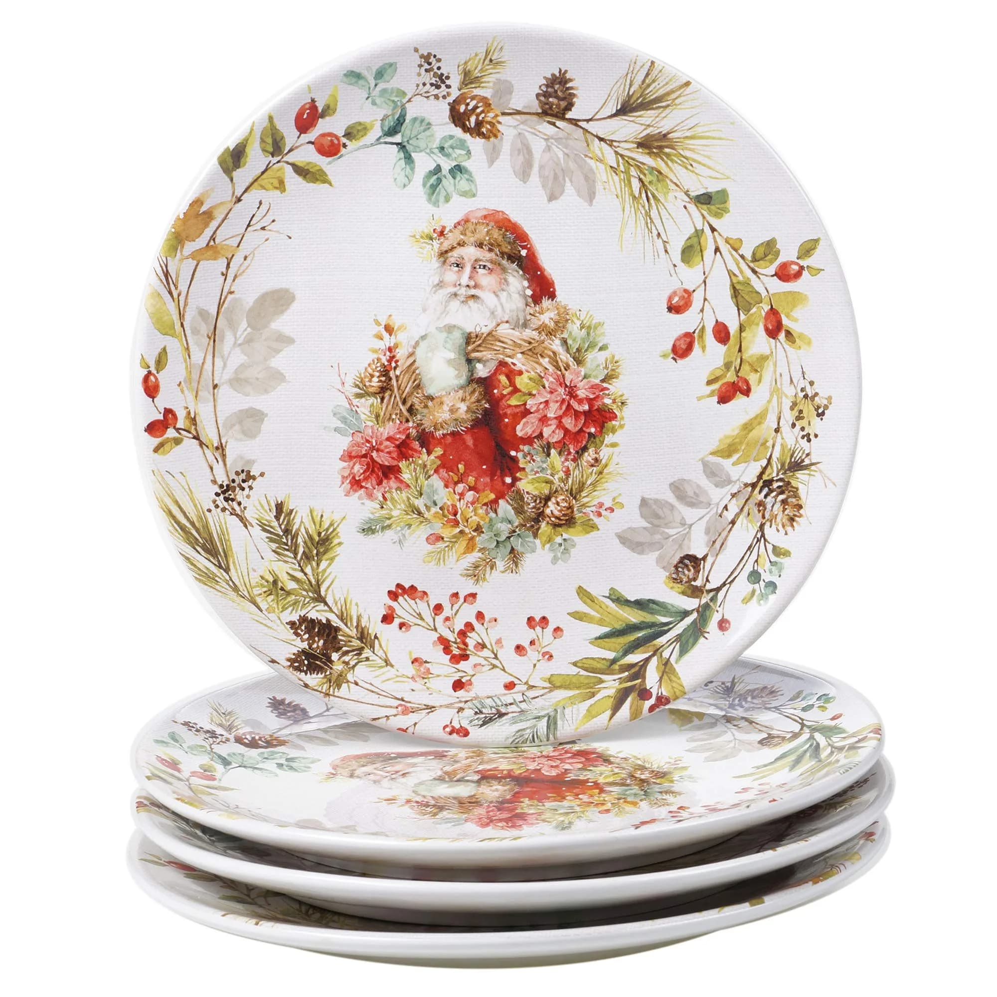 Certified International Christmas Story 11" Dinner Plates | Festive Santa Design, Large, Set of 4 - main product image