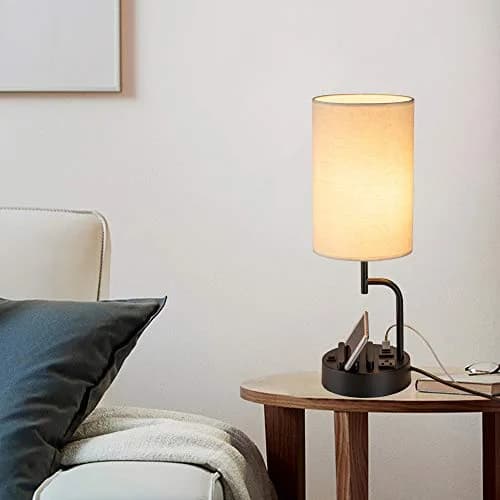 Dreamholder Modern Desk Lamp with 3 USB Ports & AC Outlet | Bedside & Office Lighting (Pack of 2) thumbnail 7