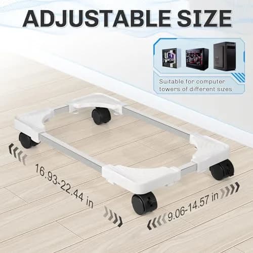 Liitrton Adjustable PC Stand for Most Towers | 360° Rotating, Non-slip, White thumbnail 2