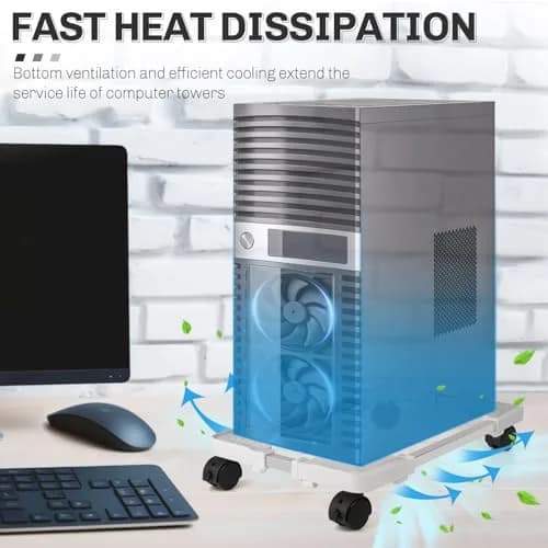 Liitrton Adjustable PC Stand for Most Towers | 360° Rotating, Non-slip, White thumbnail 4