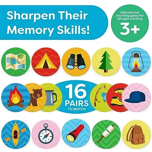 Momo & Nashi Matching Memory Game for Kids Ages 4-8 | Summer Camp Theme, 32 Large Cards thumbnail 2