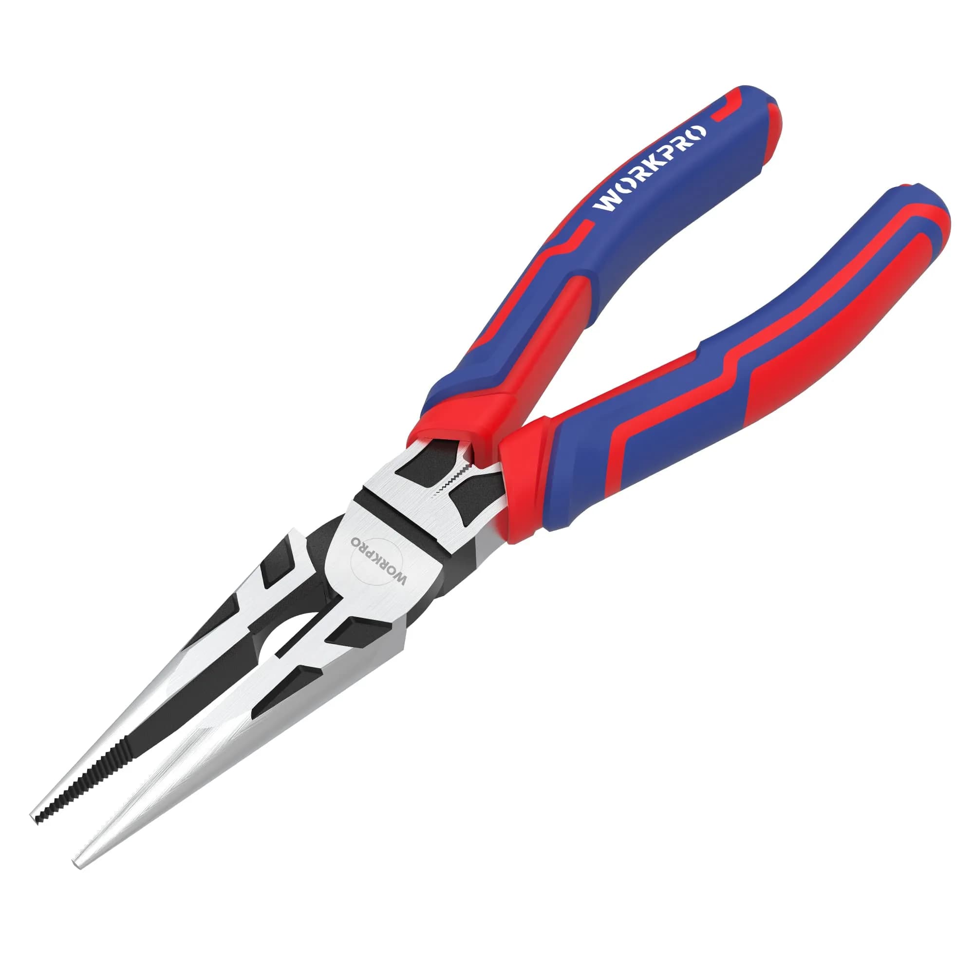 WORKPRO Premium 8” Needle Nose Pliers | Heavy-Duty CRV Steel, Soft Grip, Wire Cutter (8 inch) | Precision Long Nose Pliers