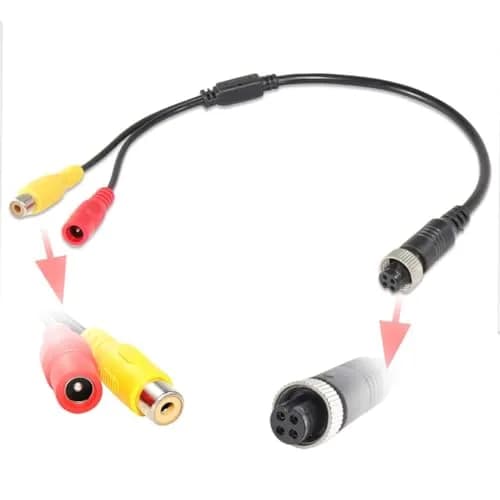 EWAY M12 4-Pin to RCA Video AV DC Female Connector Wire 38cm (14.9 inch) | Car Backup Camera Adapter Cable thumbnail 1