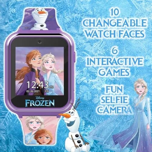Disney Frozen II Kids Smart Watch - Touchscreen with Games, Camera, Step Counter, Purple Silicone Strap (Fits 5.5"-8.0" Wrists) thumbnail 3