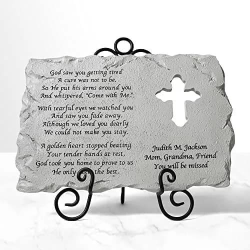 Let's Make Memories Personalized Cross Memorial Stone | Custom Grave Marker for Indoors & Outdoors thumbnail 5