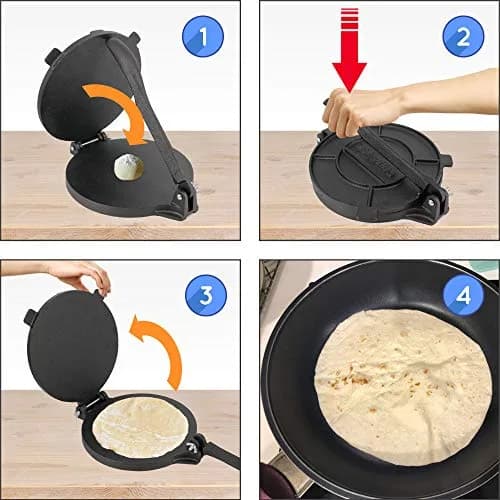 StarBlue 8 Inch Cast Iron Tortilla Press | Heavy Duty Roti Maker Tool thumbnail 6