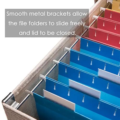 PRANDOM File Organizer Box with Lid, Collapsible Decorative Linen Filing Storage for Letter/Legal Size, 17x14x11.2 inch Light Grey | Organizes Documents for Office & Home thumbnail 4