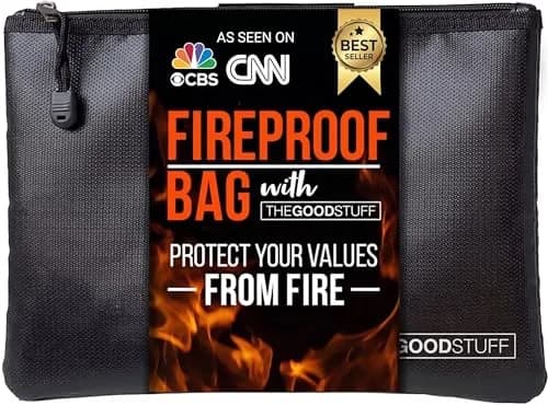 The Good Stuff Fireproof Document Pouch 25cm x 36cm (10"x13") | Protects Cash, Passports, Documents from Fire & Water thumbnail 1