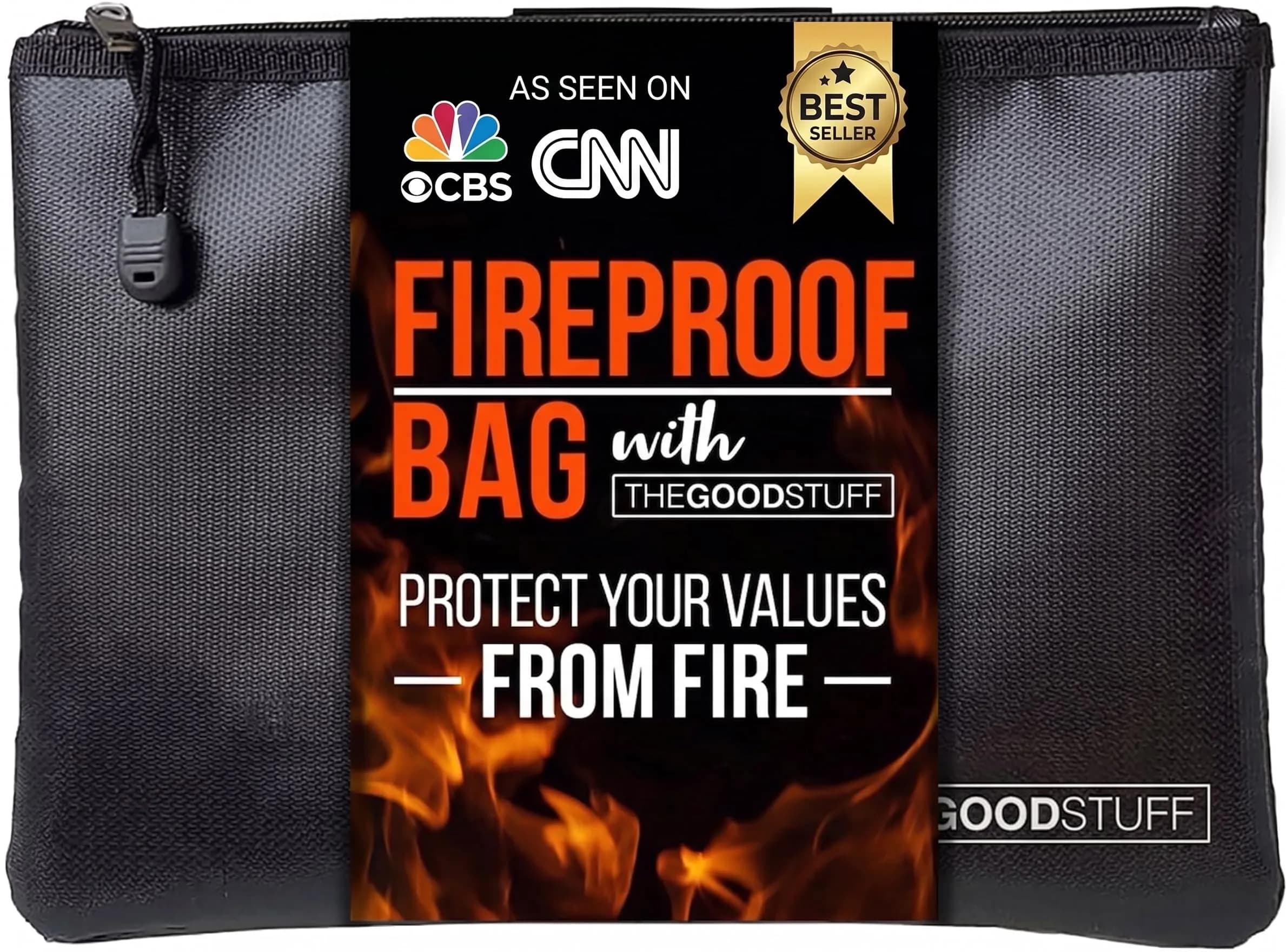 The Good Stuff Fireproof Document Pouch 25cm x 36cm (10"x13") | Protects Cash, Passports, Documents from Fire & Water