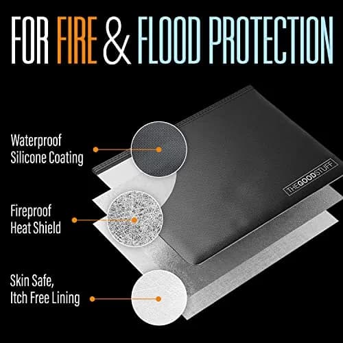 The Good Stuff Fireproof Document Pouch 25cm x 36cm (10"x13") | Protects Cash, Passports, Documents from Fire & Water thumbnail 4