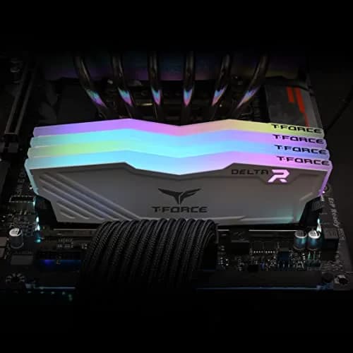 TEAMGROUP T-Force Delta RGB DDR4 16GB (2x8GB) 3600MHz CL18 White Desktop Gaming Memory Module Ram TF4D416G3600HC18JDC01 | High-Speed RAM for Gaming PCs thumbnail 4
