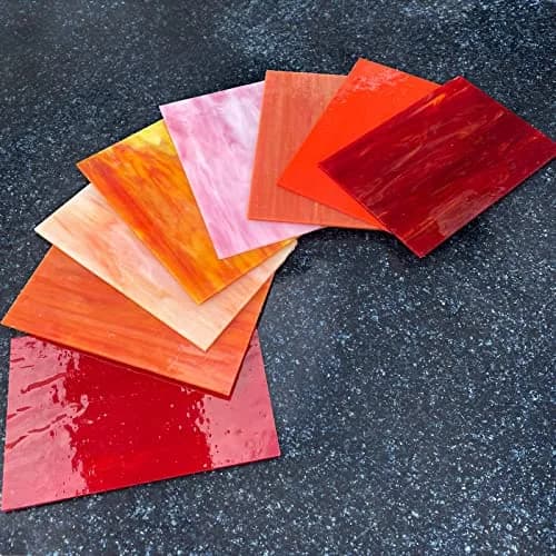 LITMIND Red Stained Glass Sheets Variety Pack 10.16cm x 15.24cm (4 x 6 inches) | 8 Sheets for Mosaic Art Projects thumbnail 6