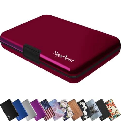 TopMost Aluminum RFID Blocking Credit Card Holder | Slim Metal Wallet for Men & Women, Purple thumbnail 1