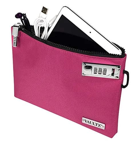 Vaultz Locking Money Bag - 7 x 10 Inches, Pink | Secure Personal Valuables thumbnail 2
