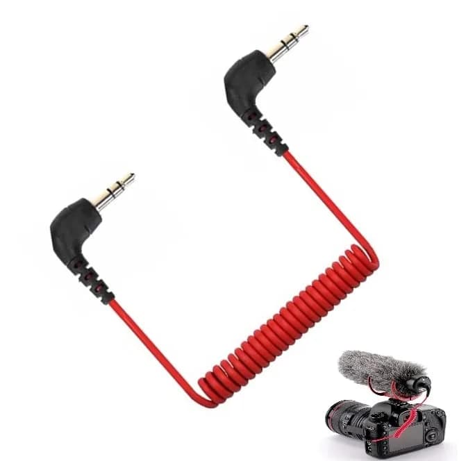ienza Camera TRS Patch Cable for DSLR & Camcorders | Noise-Reducing 3.5mm TRS Male to Male, Black & Red thumbnail 2