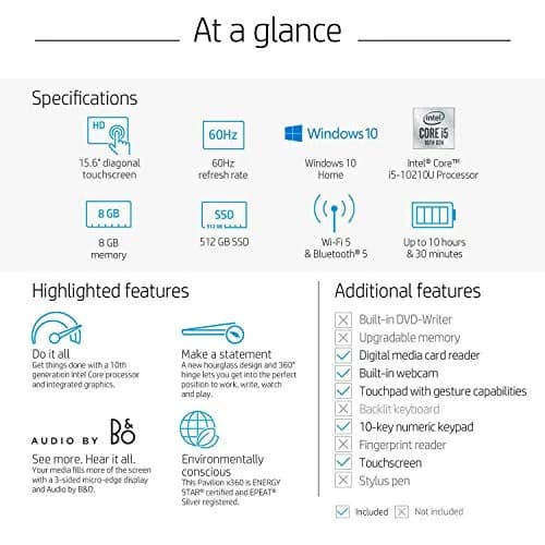 HP Pavilion 15.6" 2-in-1 Convertible HD Touchscreen Laptop |Intel Core i5-10210U|8GB DDR4|512GB SSD thumbnail 6