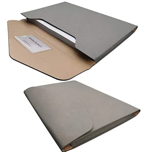 enyuwlcm PU Leather A4 File Folder Waterproof Document Holder Gray | Elegant & Large Capacity thumbnail 3