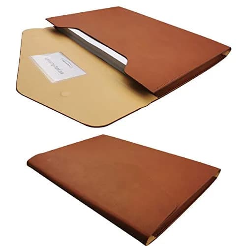 enyuwlcm PU Leather A4 File Folder Waterproof Document Holder with Magnetic Closure Brown | Elegant & Large Capacity thumbnail 3