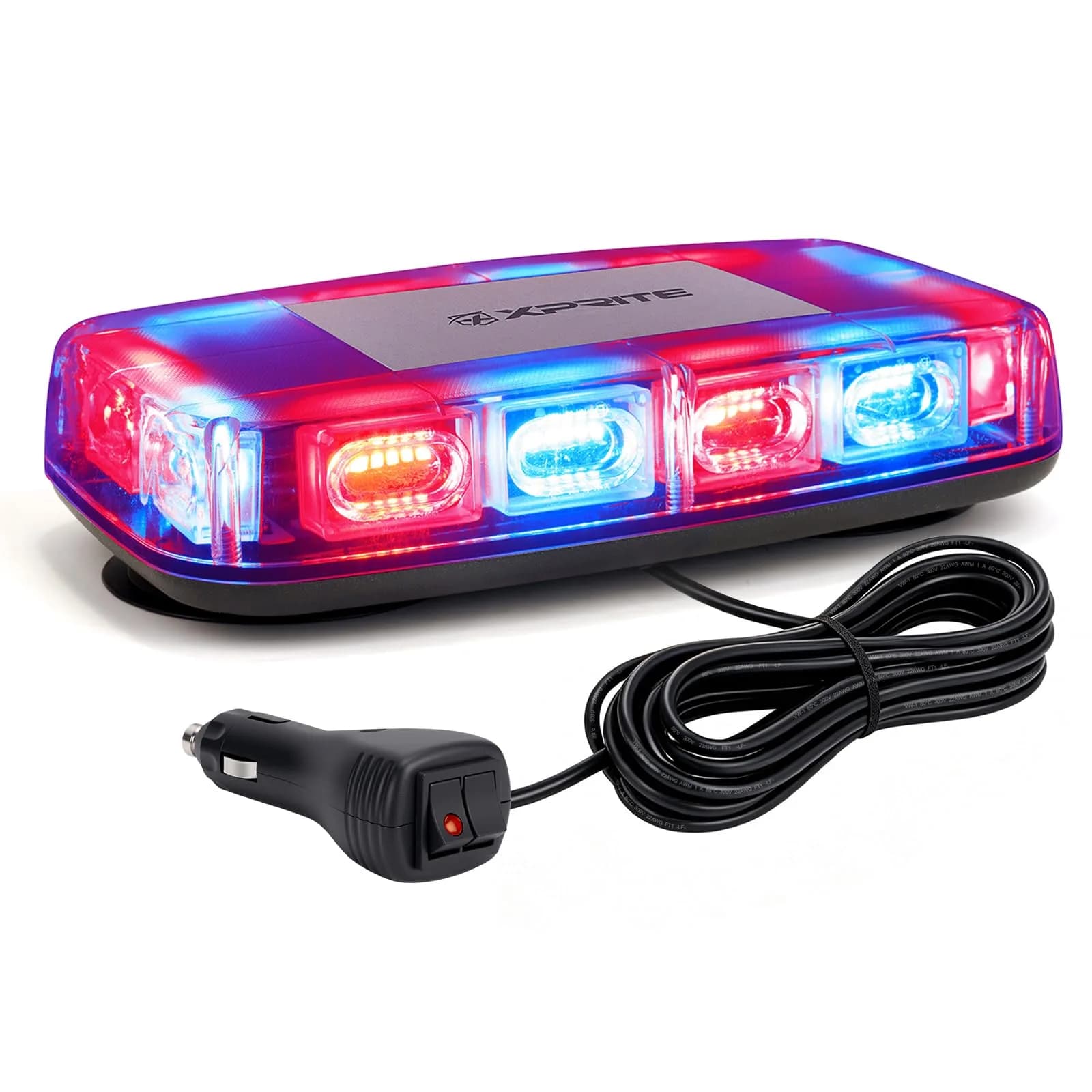 Xprite 12" 72-LED Rooftop Strobe Light Bar with Magnetic Base | 12V-24V Construction Vehicle Warning Beacon