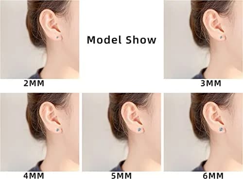 Comelyjewel Black Stainless Steel Stud Earrings Set with Cubic Zirconia | Hypoallergenic 6mm thumbnail 4