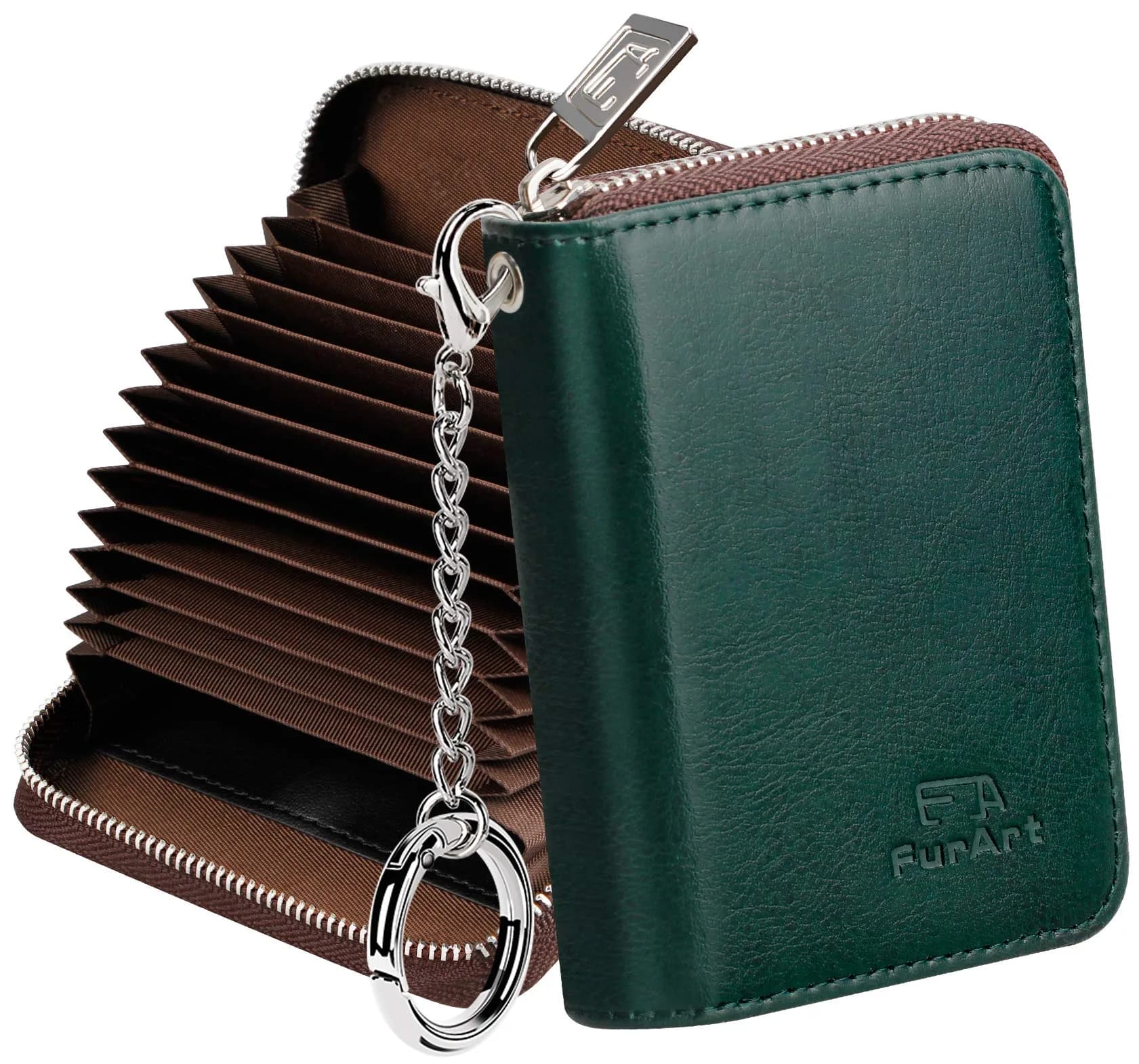 FurArt RFID Blocking Zipper Wallet for Women & Unisex Adults | 11 cm (4.3") x 8 cm (3") x 2 cm (0.9")