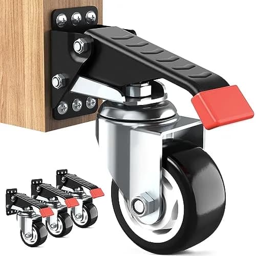 SPACEKEEPER Workbench Casters Kit 880 Lbs - 3 Inch Heavy Duty Retractable Caster for Workbenches & Machinery, 4 Pack | Durable Steel & Urethane Wheels thumbnail 1