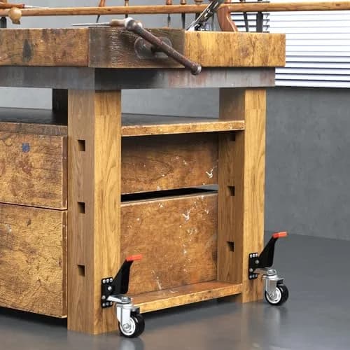 SPACEKEEPER Workbench Casters Kit 880 Lbs - 3 Inch Heavy Duty Retractable Caster for Workbenches & Machinery, 4 Pack | Durable Steel & Urethane Wheels thumbnail 6