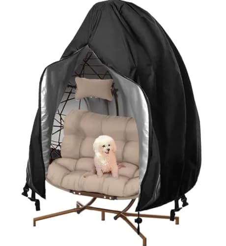 FLYMEI Black Egg Chair Cover 231 cm x 203 cm (91" L x 80" W) | Heavy Duty Waterproof Outdoor Patio Furniture Protector thumbnail 1
