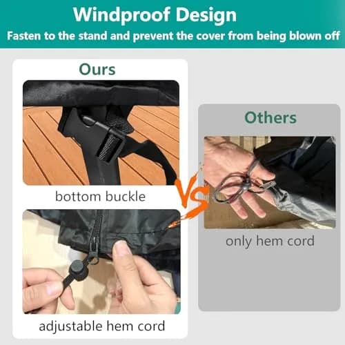 FLYMEI Black Egg Chair Cover 231 cm x 203 cm (91" L x 80" W) | Heavy Duty Waterproof Outdoor Patio Furniture Protector thumbnail 2