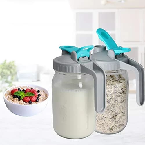 GMSWEET Mason Jar Pitcher 32 Oz Wide Mouth with Handle & Pour Spout | Leakproof Glass Jug for Cold Brew & Lemonade thumbnail 6