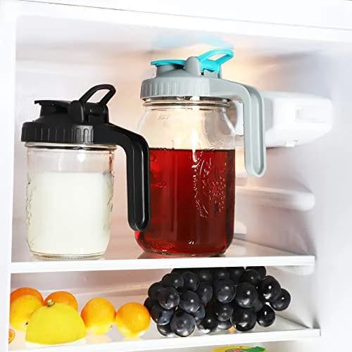 GMSWEET Mason Jar Pitcher 32 Oz Wide Mouth with Handle & Pour Spout | Leakproof Glass Jug for Cold Brew & Lemonade thumbnail 3