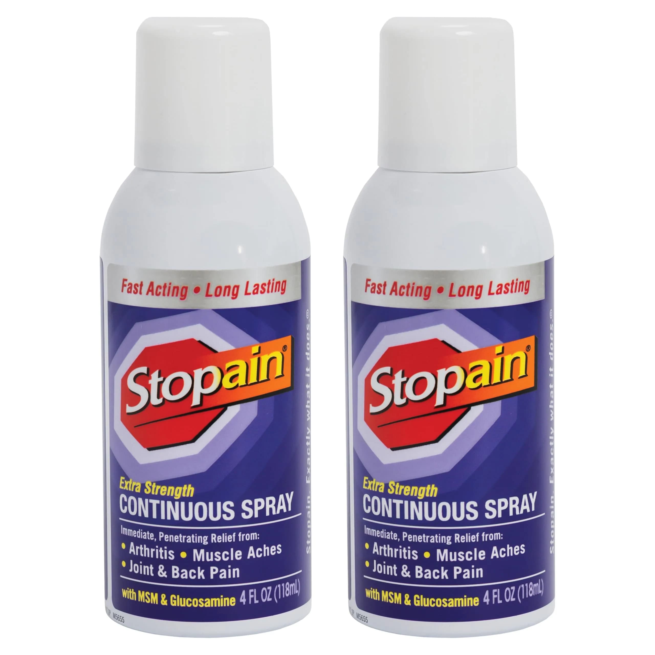 Stopain Pain Relief Spray 4oz (2 Pack) USA Made, Max Strength, Fast Acting with MSM, Glucosamine, Menthol for Arthritis, Lower Back, Neck - main product image