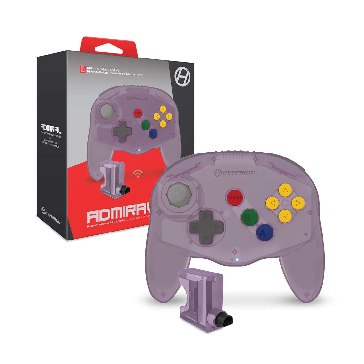 Hyperkin Admiral Premium BT Controller for Nintendo 64 Amethyst Purple | Wireless, Ergonomic & Compatible with PC/Mac/Android — Amethyst Purple