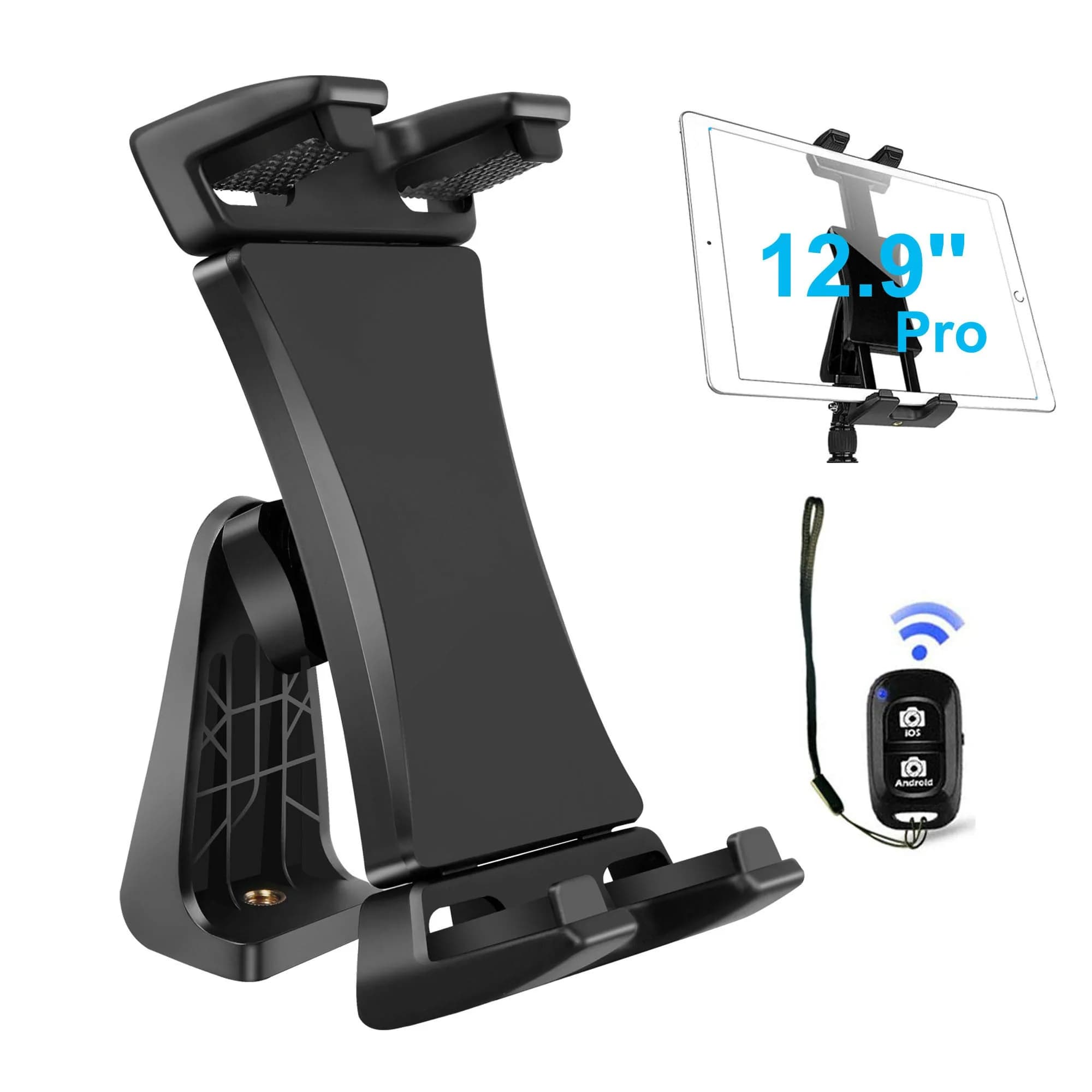 Peastrex Universal Tablet Tripod Mount Adapter with Bluetooth Remote | Fits 3.5-13.5in Devices - main product image