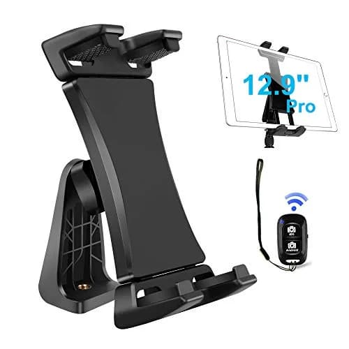 Peastrex Universal Tablet Tripod Mount Adapter with Bluetooth Remote | Fits 3.5-13.5in Devices thumbnail 1