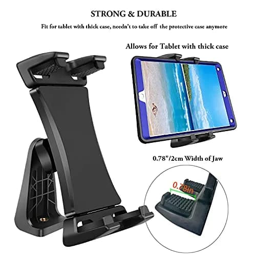 Peastrex Universal Tablet Tripod Mount Adapter with Bluetooth Remote | Fits 3.5-13.5in Devices thumbnail 2