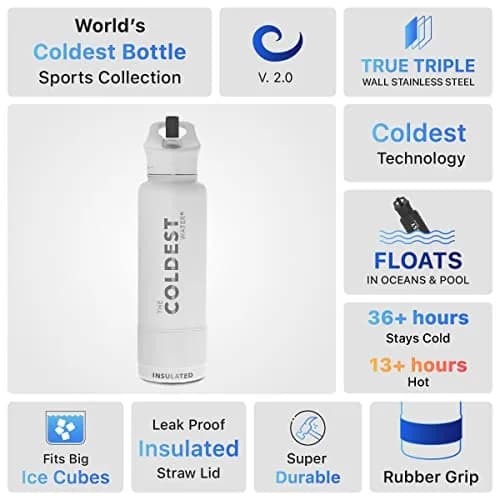 The Coldest Water Insulated Water Bottle with Straw Lid - 40 oz (1180ml) Epic White | Keeps Drinks Cold 36 Hrs, Hot 13 Hrs thumbnail 8