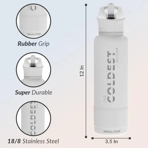 The Coldest Water Insulated Water Bottle with Straw Lid - 40 oz (1180ml) Epic White | Keeps Drinks Cold 36 Hrs, Hot 13 Hrs thumbnail 5
