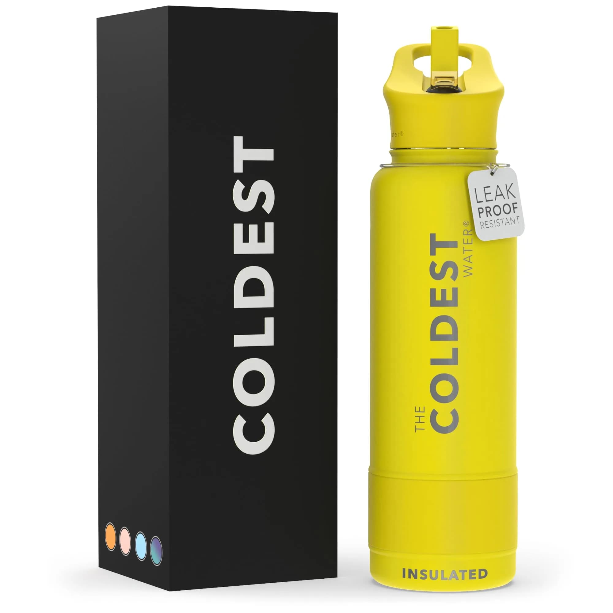The Coldest Water Insulated Water Bottle with Straw Lid - 40 oz (1180ml) Epic White | Keeps Drinks Cold 36 Hrs, Hot 13 Hrs — Solar Yellow / 40 oz