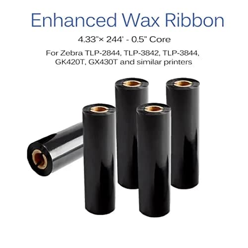 Edraco Enhanced Wax Thermal Transfer Ribbons 4.33" x 244' (110mm x 74m) - 8 Rolls | Bulk Pack for Zebra Desktop Printers thumbnail 5