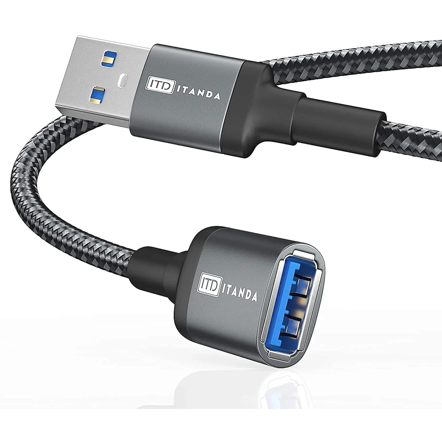 ITD ITANDA 10ft (3.05m) USB 3.0 Extension Cable | 5Gbps Data Transfer & Charging — Grey / 3 FT