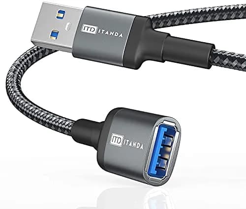 ITD ITANDA USB 3.0 Extension Cable 3ft (0.91m) Grey | 5Gbps Data Transfer for Keyboard, Mouse, Playstation, Xbox, Flash Drive, Printer, Camera and More thumbnail 1