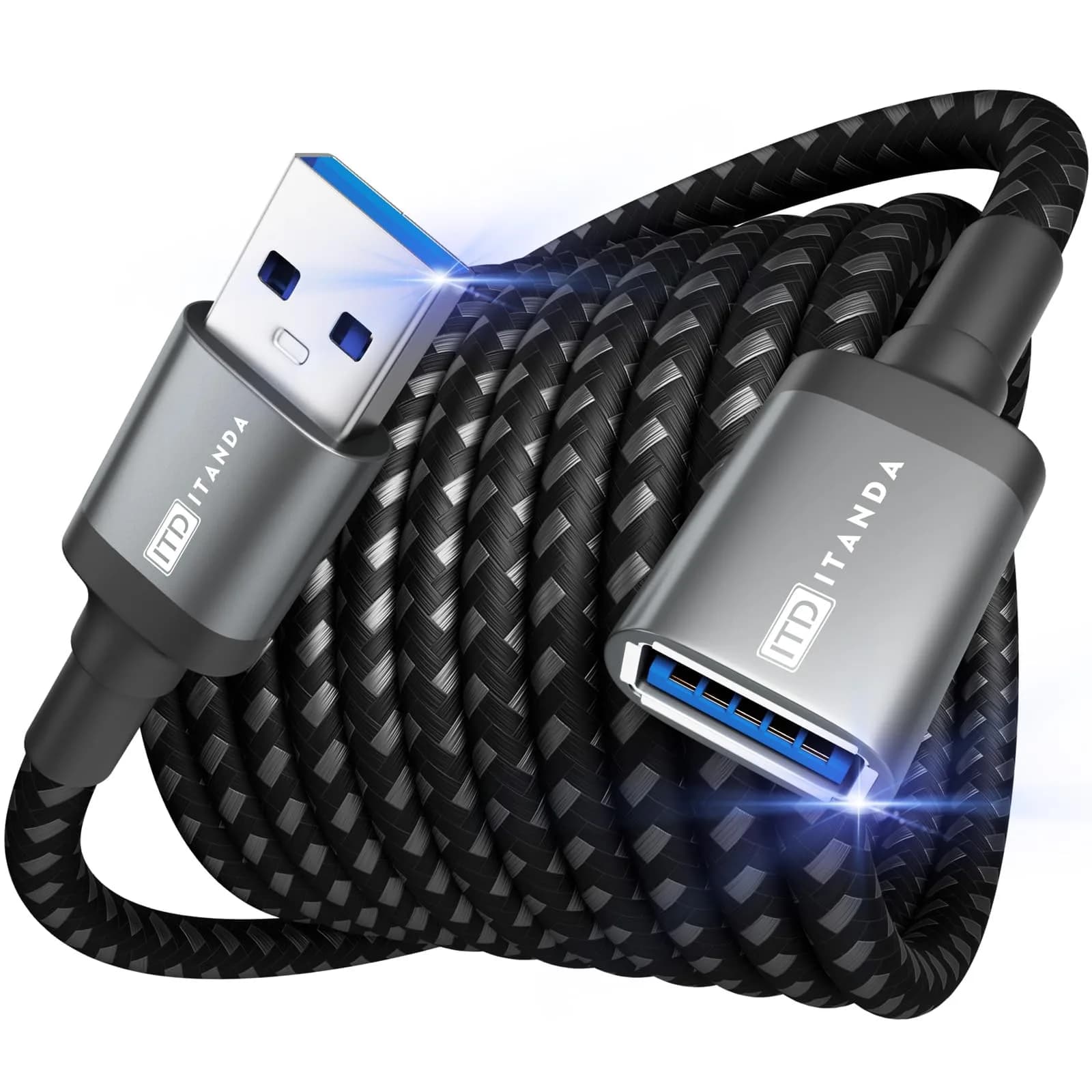 ITD ITANDA 10ft (3.05m) USB 3.0 Extension Cable | 5Gbps Data Transfer & Charging