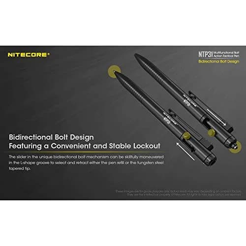 Nitecore NTP31 Bolt Action Tactical Pen with Tungsten Steel Glass Breaker & Schneider Gel Ink Refill, 13.2cm (5.2") | Smooth Writing & Emergency Tool thumbnail 5