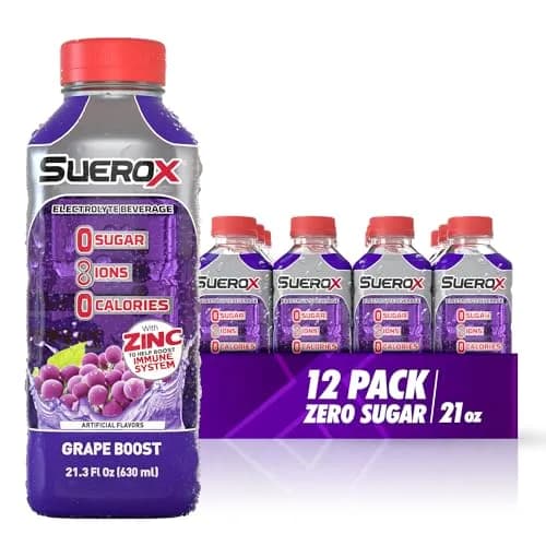 SueroX Sugar Free Electrolyte Drink, Grape Boost | Zero Sugar, Hydration & Recovery (70-120c) thumbnail 1